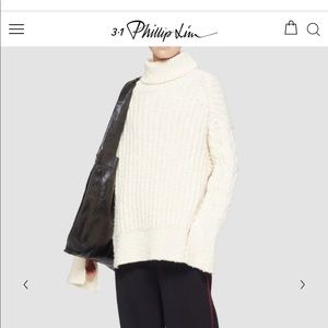 NEW 3.1 Phillip Lim Chunky Knit Long Sleeve Turtleneck Sweater size Small cream